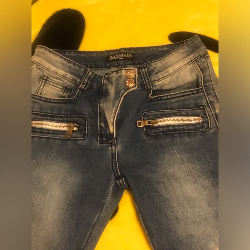 Super cute authentic balmain skinny Womens denim pants